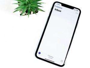 Photo of iPhone showing zero inbox